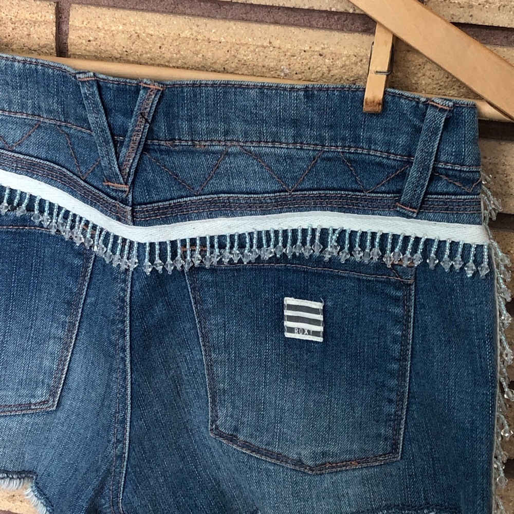 Roxy Denim Jean Cut Off Shorts with Vintage Fringe - Waist 28 - Cut Offs - 25